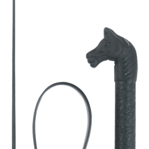Rijzweep 90cm zwart met paardenhoofdgreep